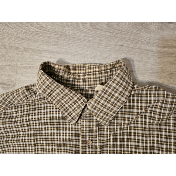 St. Johns Bay Mens Button Shirt Gray Plaid XL Cotton Blend Long Sleeve Stretch - Picture 4 of 7